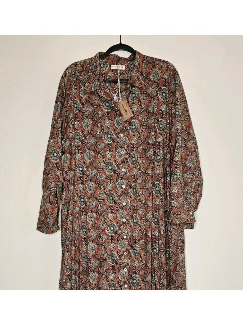 NWT Natural Life Dress sz L / XL Boho Fall flower print pattern brown fall - Picture 3 of 9